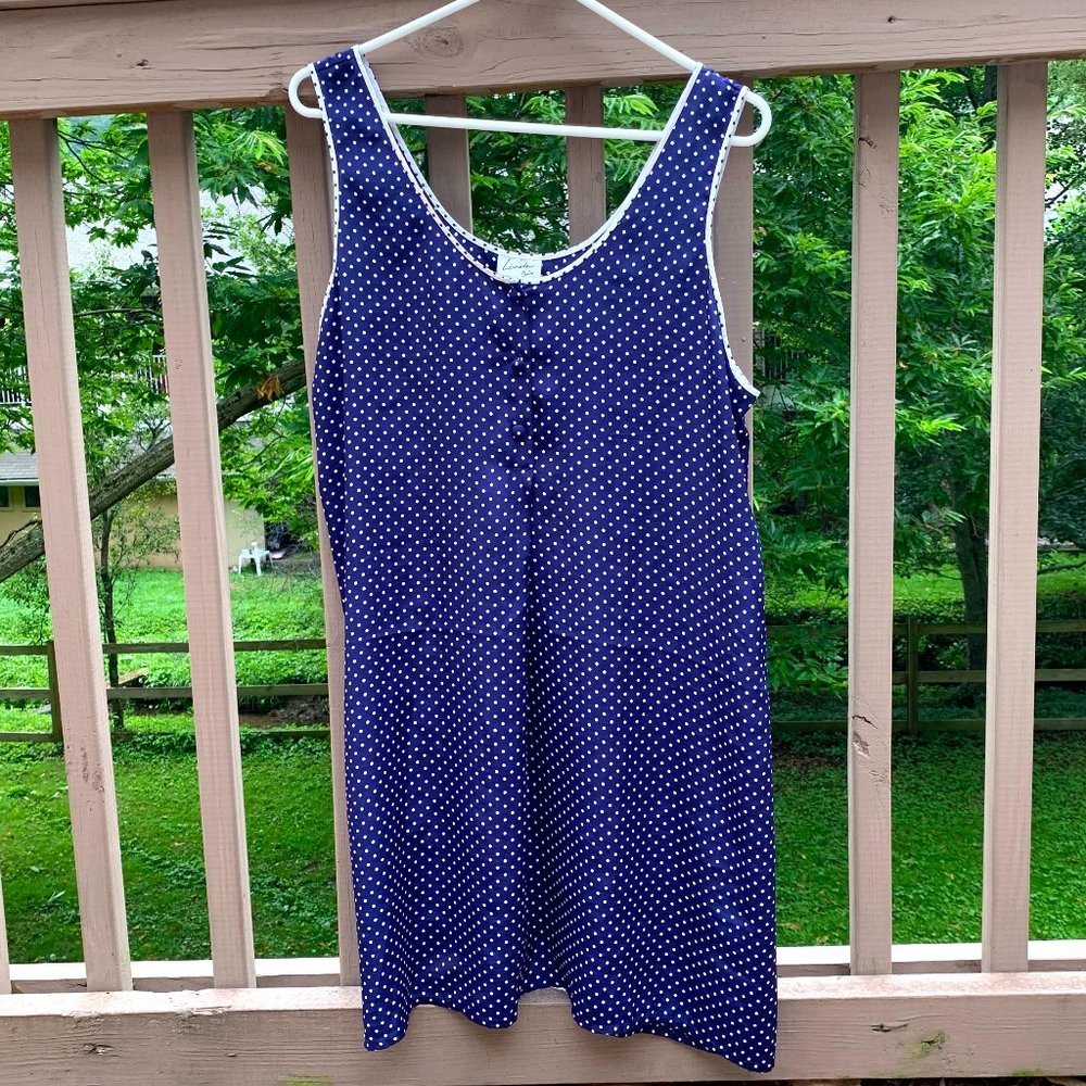 Navy Polka Dot Silky Nightgown